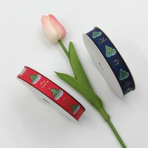 2.5cm Red Green Cotton Ribbon Christmas Tree Ribbon Fresh Flower Bouquet Gift Atmosphere Tie Ribbon DIY