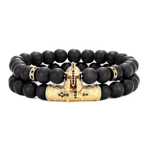 High Quality Cz Micro Pave Spartan Bracelet Helmet Warrior Bracelets for Men (MB18277)