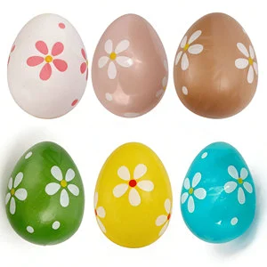 Reusable Plastic Easter Eggs Set Daisy Print Decorative Eggs for Eco-Friendly Easter Celebrations & Keepsake Collection
