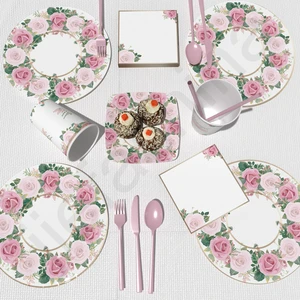Biodegradable Paper Tableware Disposable Cake Servers Cups Plates For Easter Brunch With Eco Friendly Forks