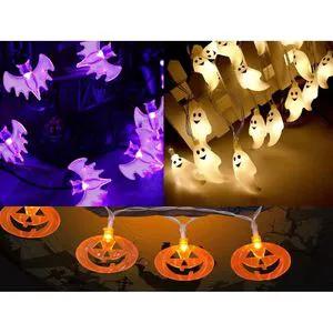 SC ECOMMERCE Halloween String Lights Set of 3 Battery Operated Decorations Made in USA