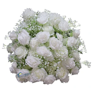 Customized High Quality 1.97ft White Artificial Silk Rose Gypsophila Flower Ball Modern Wedding Event Party Floral Table