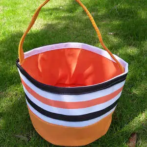 Halloween Pumpkin Decorations Trick or Treat Polyester Tote Bag Halloween Candy Bag for Festive Decorations