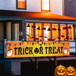 Custom Outdoor Indoor Spooky Background Halloween Party Vertical Wall Banners Decoration Flags for Show and Play