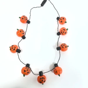 Plastic ABS Pumpkin LED Glowing Necklace Decoration 100cm Indoor/Outdoor Use Durable & Non-Toxic for Halloween Parties