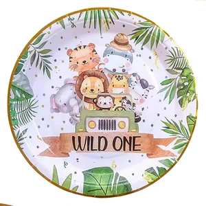 Party Supplies Kit Disposable Paper Plates Cups Napkins Cutlery Sets and Table Decorations
