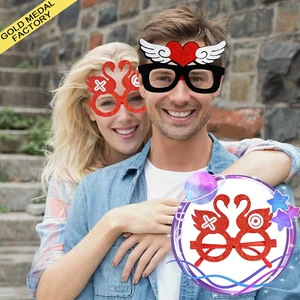 Valentine's Day Glasses Party Photo Booth Novelty Eyewear Photo Booth Kit for Birthdays Weddings New Year's Graduations