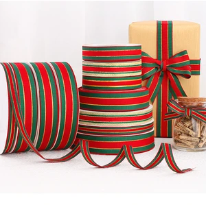 Traditional Red Green Gold Grosgrain Ribbon Christmas Decoration DIY Crafting