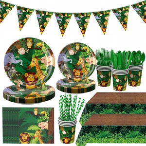 Jungle Wildlife Plates and Napkins Are Jungle Adventure Party Supplies for Baby Parties with a Woodland Theme