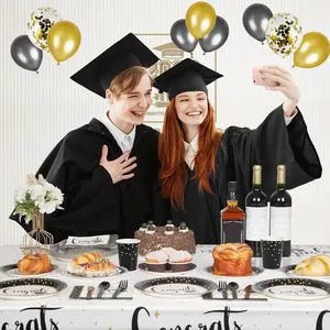 Serves 24 Modern Hot Selling Graduation Party Supplies Celebrate Congrats Grad Paper Plates & Napkins Cups Cutlery