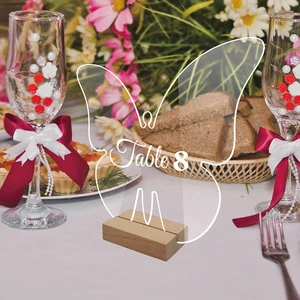 New DIY Clear Acrylic Wedding Place Cards with Wood Stand Butterfly Shape Blank Table Sign Event Table Number Party Supplies