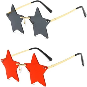Rimless Star Shape Sunglasses Transparent Sun Glasses for Women/men Party Glasses Super Cute Pentagram Eyewears