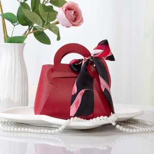 Larger 16*7*17cm Leather Purse Gift Bags PU Small Candy Birthday Halloween Party Favor Handle Ribbon Reusable