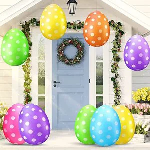 Easter Egg Decoration Outdoor Courtyard Lawn Garden Party Decoration Supplies Children's Toys purple Yellow Blue