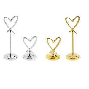 Stainless Steel Plate Seat Heart Shaped Table Seat Dish Card Holder Solid Pedestal Buffet Number Plate