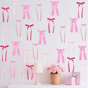 Hot-Selling 45pcs Cross-Border Finished Bowknot Wall Stickers Festive Atmosphere Accessories for Party Wall Decoration Weddings