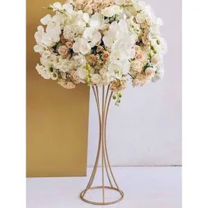 Handcrafted floral arrangement iron wedding centerpiece for stylish and elegant reception banquet table decor