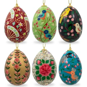 Easter Eggs Shaped Hanging Ornaments Christmas Decoration Supplies Colorful Custom Blown Colored Glass Eco-friendly