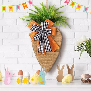 Carrot Bow Door Hanging Easter Decorations Holiday Party Supply Easter Decorations