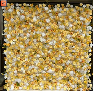 Customized Yellow and White Fabric Floral Wall for Weddings Custom Artificial Flower Wall Backdrop for Party Decorations