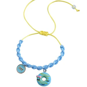 2Pcs Sweet Cute Braided Adjustable Bracelet Set with Swim Ring Charm for Kids Accessories Gift Party Favors Dress up Jewelry