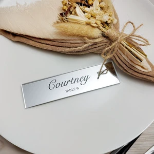 Mirror Acrylic Carved Name Brand Wedding Banquet Designs Logo Seat Card Desktop Decorative Sign Yiwu
