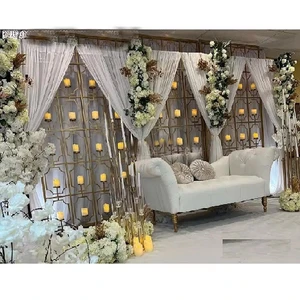 Modern Style Glitzy Wedding Reception Stage Fancy Candle Holder Wall Unique Metal Candle Backdrop for Weddings