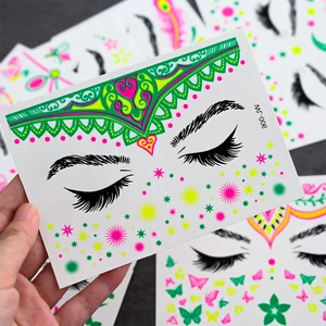Fluorescent Face Tattoo Sticker Butterfly Body Tattoo Waterproof Temporary Sticker Masquerade Party Fake Tattoo Makeup Glitter