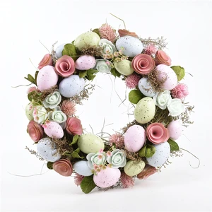 Low Price Strawgrass Easter Egg Decoration Farmhouse Decor LED Light Easter Wreath