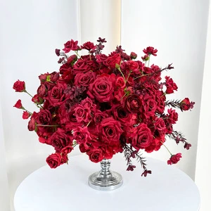 High Quality Artificial Rose Ball Wedding Centerpiece Decor Plastic Flower Arrangement 50cm