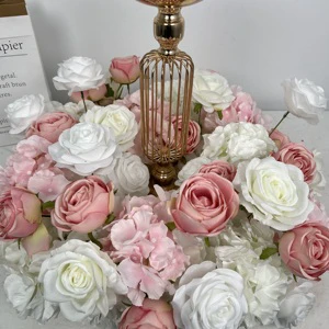 DKB Hot Selling High Quality Wedding Table Centerpiece 45cm pink and White Flower Wreath Table Decoration