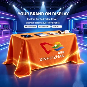 Wholesale Custom Branded Table Cover Cloth Dye Sublimation Print Advertising Table Flag Corporate Marketing Event Promotion