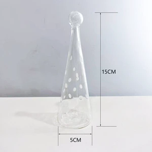 Handmade Christmas Decoration High Borosilicate Glass Clear Polka Dot Christmas Tree Figurine