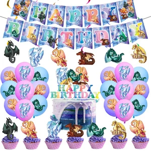 Customizable Cake Decorating Tool Kit Set Dinosaur World Kids Theme Colorful Balloon Banner Birthday Party Supplies