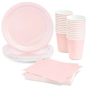 Modern 24-Piece Pink Party Supplies Set Factory Direct 72-Piece Birthday Girl Baby Shower Decorations Including Paper Plates