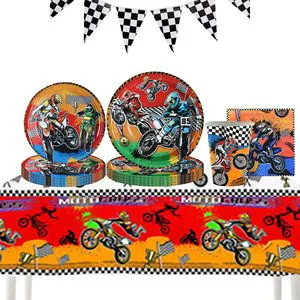 Motorcycle Theme Boy's Birthday Party Supplies Tableware Paper Plates Tissues Paper Cups Tablecloths Party Decorations