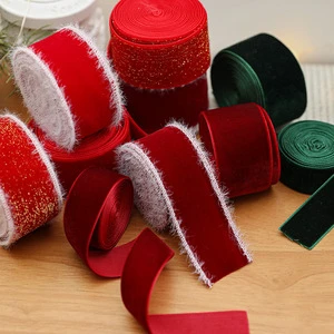 Multi Velvet Christmas Ribbon Roll 2.5CM Wedding Velvet Ribbon 3.8CM Red Velvet Ribbon For Christmas Tree Gift Wrapping