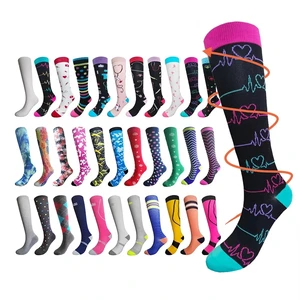 2026 Trending Products Nylon Compress Socks Custom Logo 15-20 20-30mmhg Colorful Nurse Compression Socks For Women Men