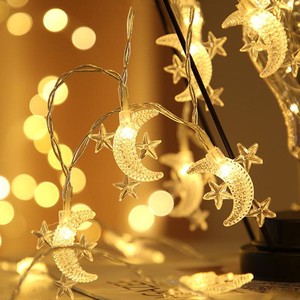 Cross-Border Christmas Decorative LED Battery String Light Small Flashing Stars And Moons Pendant With Black Wire IP44 Rating