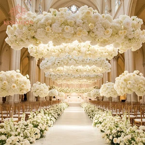 High-end Wedding Party Venue Decorations Background Decor Wedding Table and Chair with Tableware Table Flower Chandelier