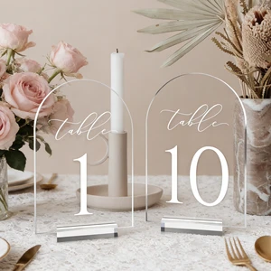 Personalized Acrylic Arch-Shaped Wedding Seat Cards & Numbered Table Place Settings Reusable Wine Glass Markers Elegant Weddings