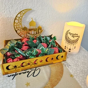 Factory Custom Gold Acrylic Ramadan Serving Tray Islamic Ramadan Table Decor Ramadan Gifts