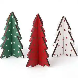 Hot Selling Eco-Friendly Recyclable 3 PC Christmas Tree-shaped Wooden Craft Table Decorations Factory Wholesale Price for Home