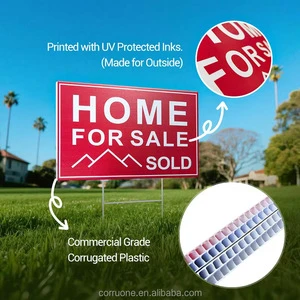 Custom Plastic Yard Sign Printing Logo PP Corrugated Plastic Sheet Advertising Board Election Campaign Lawn Sign With H-stakes