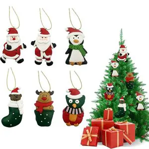 Christmas Tree Ornaments 8 Cm Miniature Set Of 6 In Rubber And Pvc For Holiday Decorations