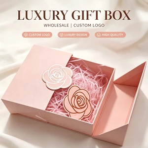 Wholesale Custom-designed Rigid Double-door Magnetic Lid Matt Lamination Sponge Lined Paper Gift Box Personalized Bridesmaid