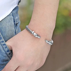 Dragon Head Cuff Bracelet Bangle for Men Women Animal Vintage Statement Jewelry Amulet Viking Bangles Gift