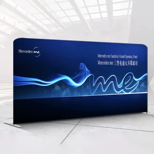 Custom Personalized Aluminum Tube Tension Fabric Display Booth Stand Wedding Anniversary Party Backdrop Photography Banner
