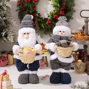 Creative Handmade Eco-Friendly Plush Santa Claus & Snowman Christmas Ornament Doll Figurine For Modern Home Decor