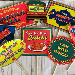 Party Decorz Haldi Ceremony Photo Booth Party Props Set of 15 Pcs for Wedding Photo Booth Haldi Photo Booth Props